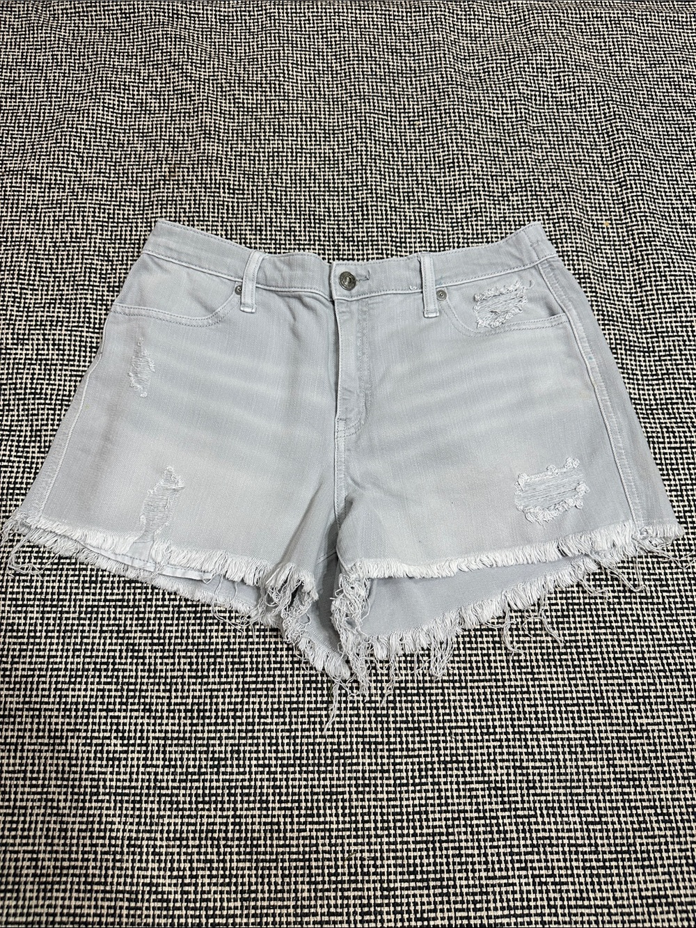 aerie Light Gray Distressed Denim Jean Shorts